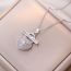 Fashion Silver Titanium Steel Diamond Love Necklace