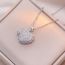Fashion Silver Titanium Steel Diamond Double Layer Love Necklace