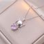 Fashion Silver Titanium Steel Diamond Love Cat Necklace