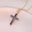 Fashion Blue Cross Necklace Titanium Steel Diamond Cross Necklace