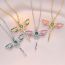 Fashion 1# Titanium Steel Diamond Dragonfly Necklace