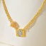 Fashion Gold Copper Inlaid Zircon Love Letter Mama Square Portrait Pendant Thick Chain Necklace