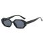 Fashion Bright Black Double Tea Irregular Small Frame Sunglasses