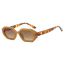 Fashion Solid Brown Tea Tablets Irregular Small Frame Sunglasses