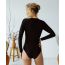 Fashion Leopard Print Nylon Printed Zippered Long-sleeve One-piece Swimsuit