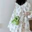 Fashion Green Pearl Pleated Hand Drawstring Crossbody Bag For Kids