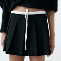 Fashion Brown Polyester Printed Suspender Skirt