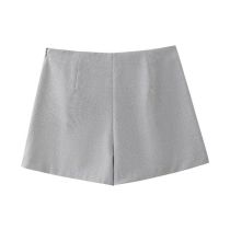 Fashion Light Grey Polyester Wide Pleated Culottes