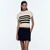 Fashion Off White Striped Knitted Sweater