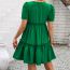 Fashion Green Polyester V-neck Ruffle Layered Skirt