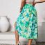 Fashion Green Polyester Printed Slit Skirt