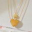 Fashion Gold Titanium Steel Double Layer Love Pendant Necklace