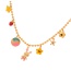 Fashion Gold Copper Set Zircon Drop Oil Planet Flower Bunny Pendant Bead Necklace