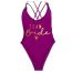 Fashion Purple (gold Lettering) Nylon Monogram One-piece Swimsuit