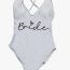 Fashion White Black Letter Nylon Monogram One-piece Swimsuit