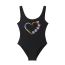 Fashion Black Nylon Printed One-piece Swimsuit