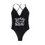 Fashion Black White Nylon Monogram One-piece Swimsuit