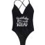 Fashion Black White Nylon Monogram One-piece Swimsuit
