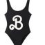 Fashion Black Nylon Monogram One-piece Swimsuit