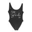 Fashion Black (white Letters) Nylon Monogram One-piece Swimsuit
