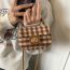 Fashion Bow Brown Pu Plaid Lock Flap Children's Crossbody Bag