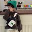 Fashion Green Letter Embroidered Children's Crossbody Bag