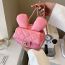 Fashion Pink Rabbit Ears Diamond Lock Flap Crossbody Bag