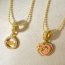 Fashion Gold Copper Set Zirconia Round Letter Mom Pendant Bead Necklace