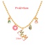 Fashion Color Copper Inlaid Zircon Letter Mama Dripping Oil Love Boy And Girl Pendant Bead Necklace (3mm)