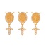Fashion Golden 2 Copper Inlaid Zircon Oval Portrait Cross Pendant Accessory