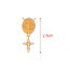 Fashion Golden 2 Copper Inlaid Zircon Oval Portrait Cross Pendant Accessory