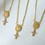 Fashion Golden 2 Copper Set Zirconia Oval Figure Cross Pendant Necklace
