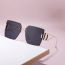 Fashion Golden Frame Gradually Gray Tea Pc Square Cut Edge Sunglasses