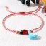 Fashion Red Geometric Beetle Tassel Braided Cord Bracelet