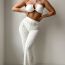 Fashion White Polyester Threaded Halter Neck Split Swimsuit Bikini Trousers Three-piece Set
