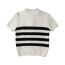 Fashion White Striped Crew Neck Pullover Short-sleeved Sweater
