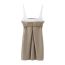 Fashion Brown Belted Patchwork Suspender Skirt