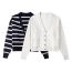 Fashion Navy Blue Polyester Knitted Buttoned Cardigan Jacket