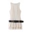 Fashion White Polyester Belted Layered Skirt