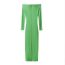 Fashion Green Polyester One Shoulder Long Sleeve Dress