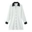 Fashion White Polyester Lapel Buttoned Long Skirt