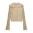 Fashion Beige Knitted Lapel Jacket