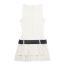 Fashion White Polyester Belted Wide Pleated Skirt