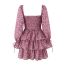 Fashion Pink Polyester Printed Tiered Lapel Skirt