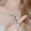Fashion Blue Ring Copper Diamond Bow Ring