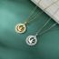 Fashion Gold Stainless Steel Geometric Diamond Round Necklace