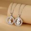 Fashion Golden Mother Holding Baby Stainless Steel Diamond Round Necklace