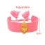 Fashion Leather Pink Irregular Copper Heart Braided Tassel Bracelet