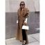 Fashion Coffee Color Polyester Lapel Double-breasted Lace-up Coat