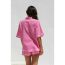 Fashion Pink Polyester Lapel Button-down Shirt And Shorts Set